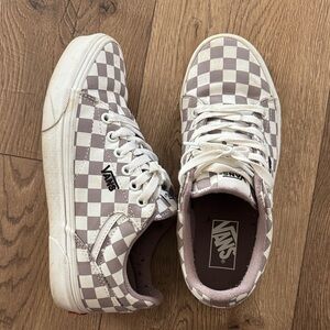 Vans White and Gray Checkered Sneakers